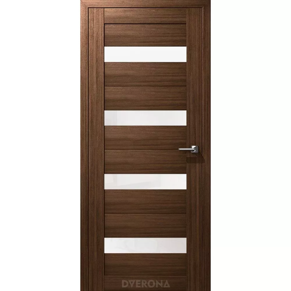 Межкомнатная дверь DVERONA Альфа 5 (Цвет: грецкий орех; Стекло: белое)