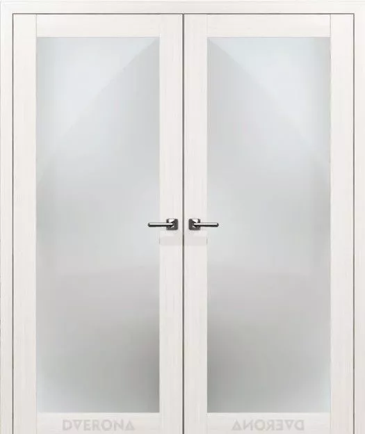 Дверь двустворчатая распашная Dverona Сингл (Цвет: белый дуб, Стекло: сатин)